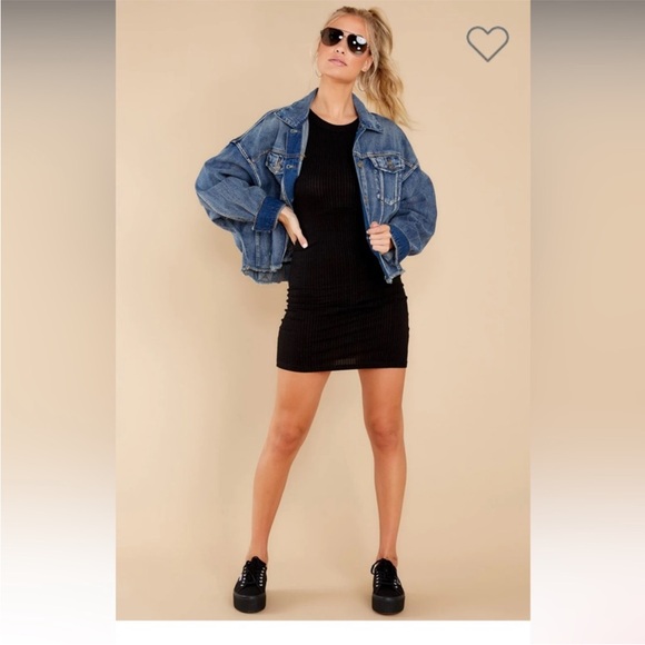 THROUGH THE YEARS BLACK Ribbed Knit DRESS S/M - Picture 3 of 10